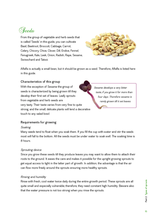 FRESH SPROUTS A Guide to Sprouting page 15