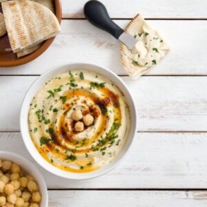 Raw hummus with Lentil and Chickpea Sprouts