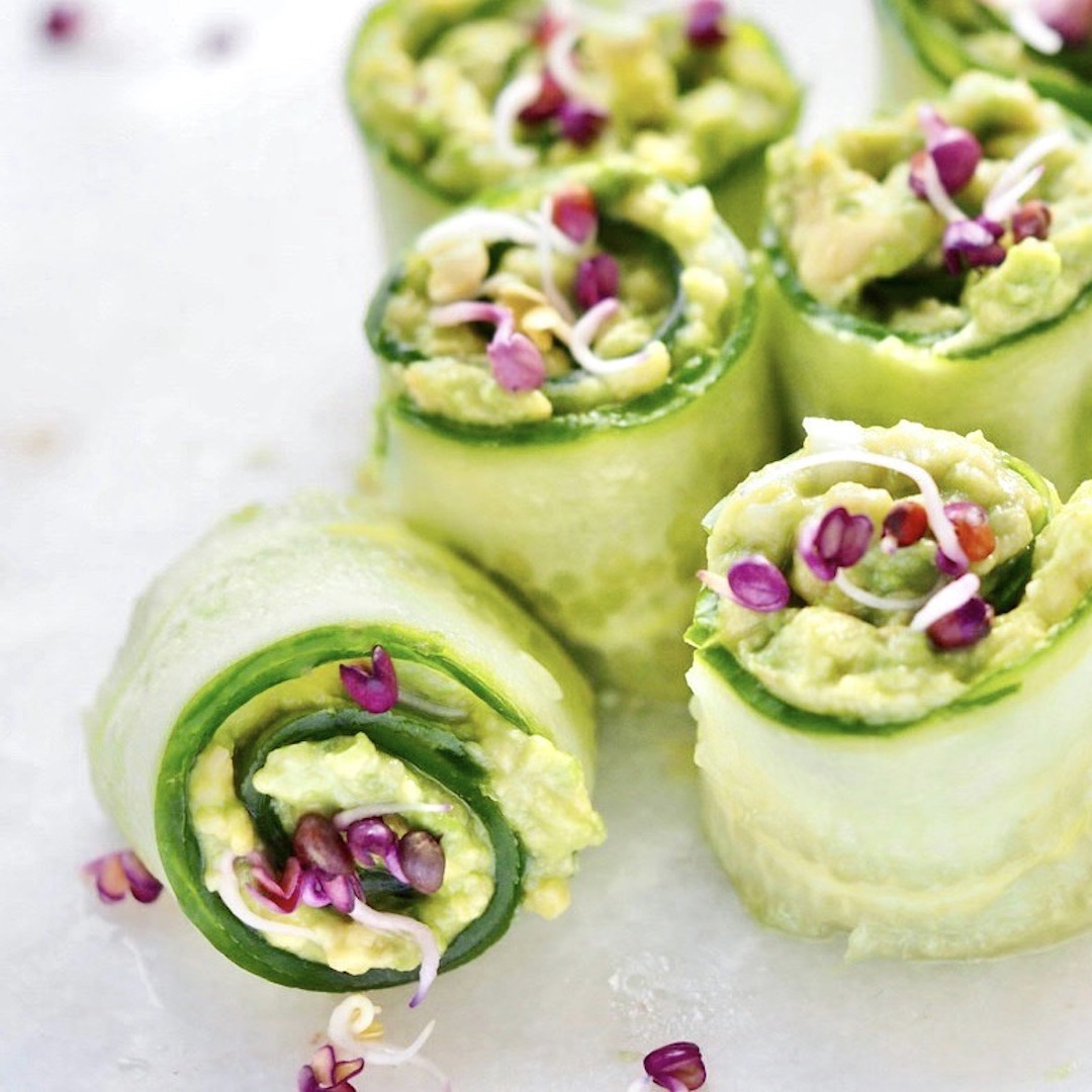 Pink and violet sprouts in food